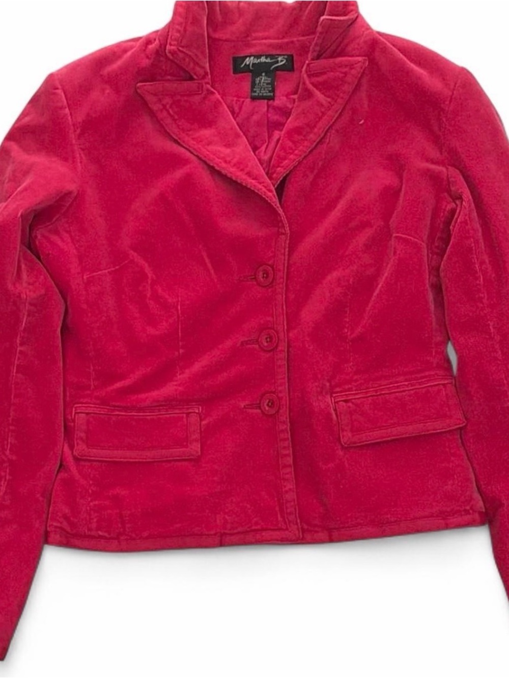 Vibrant Fuschia Corduroy Fitted Three-Button Blazer
